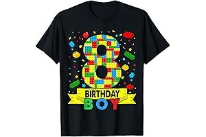 8 Year Old Birthday Boy Brick Builder T-Shirt