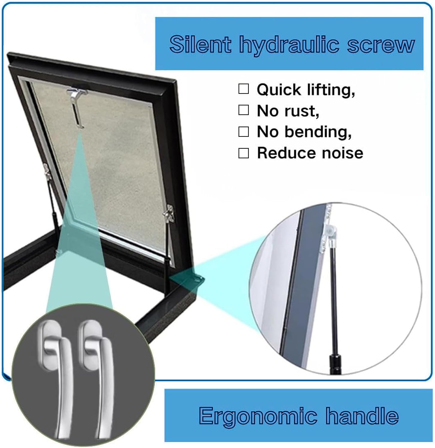 Roof Window Skylight Basement Daylighting Door Multi-Angle Roof Viewing, Rooftop Attic Hatch Lid Well Covers, Roof Hatch with Double-Layer Tempered Glass Customizable(23"x41"/58.4x104.1cm)