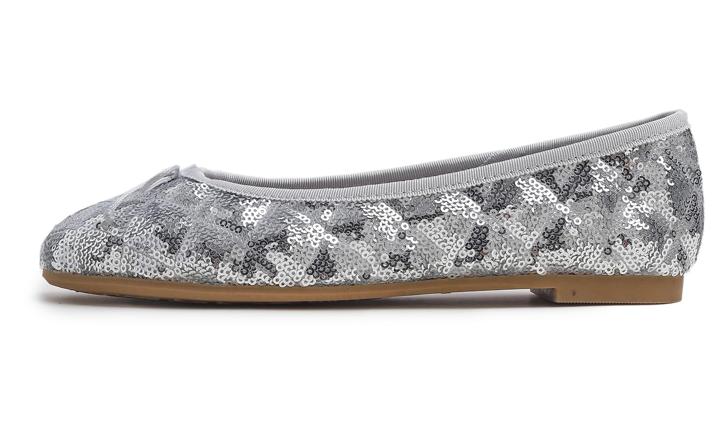 Feversole Round Sequin Ballerina,Damen Profilsohle Pailletten Ballerina