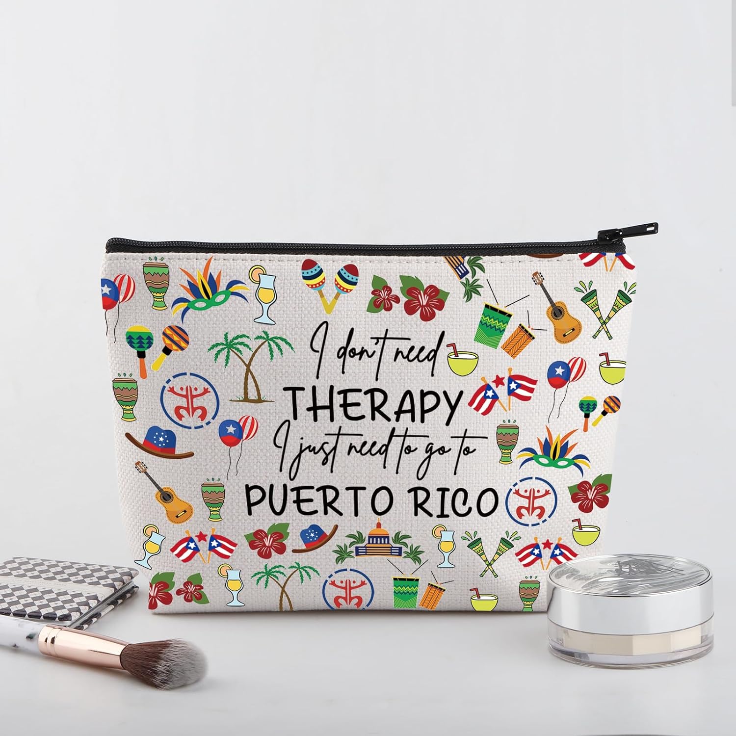 WSNANG Puerto Rico Vacation Gift Puerto Rico Travel Makeup Bag Puerto Rico Tourism Zipper Pouch Puerto Rico Lover Gift (puerto rico bag) - Image 3
