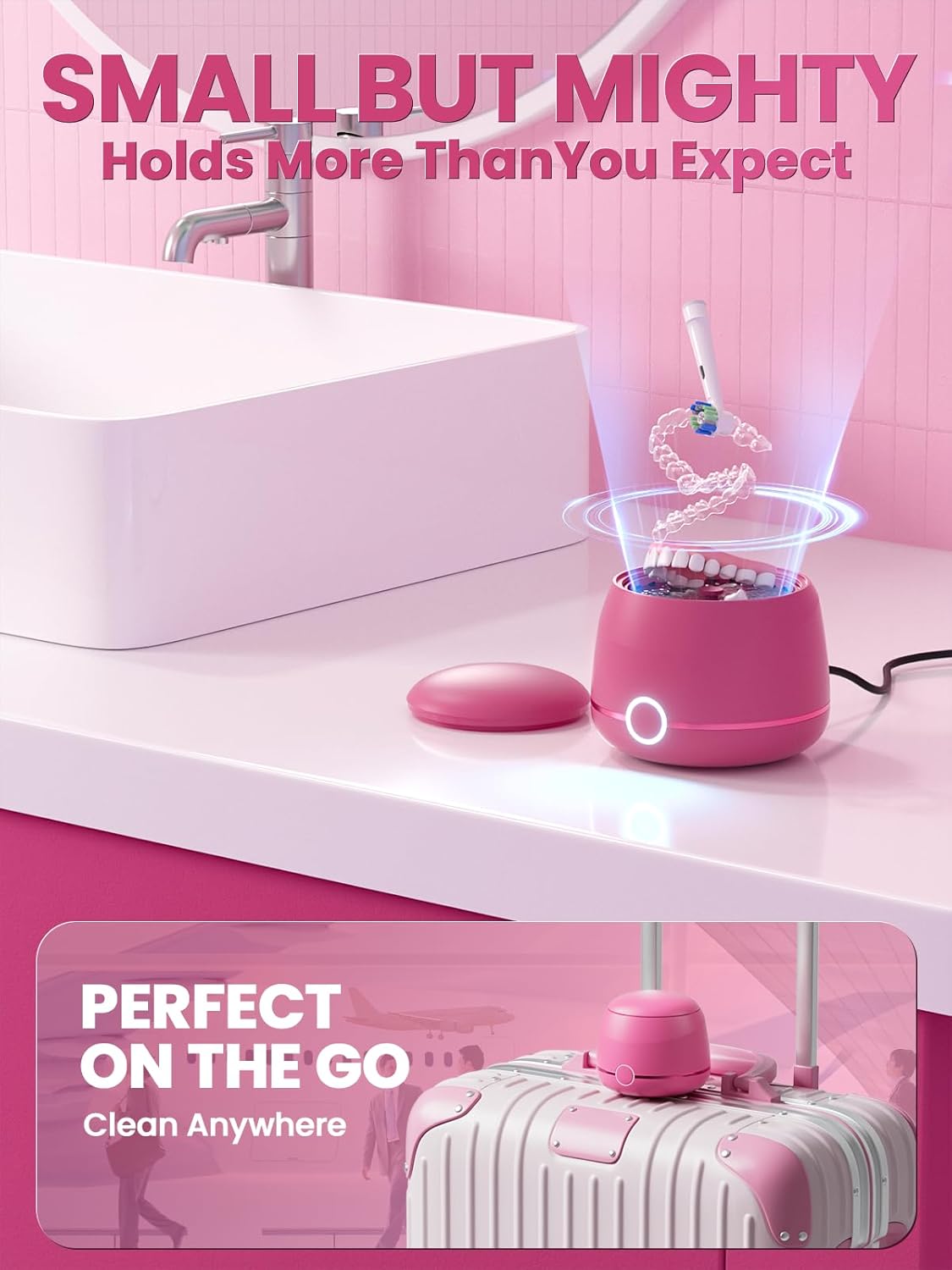 Dental Ultrasonic Retainer Cleaner Machine: Nicwell 200ML Dental Cleaning Pod for Denture, Mouth Guard, Night Guard, Braces, Tray, Aligner 45kHz Cleaner with Protection Design & Digital Timer - Image 7