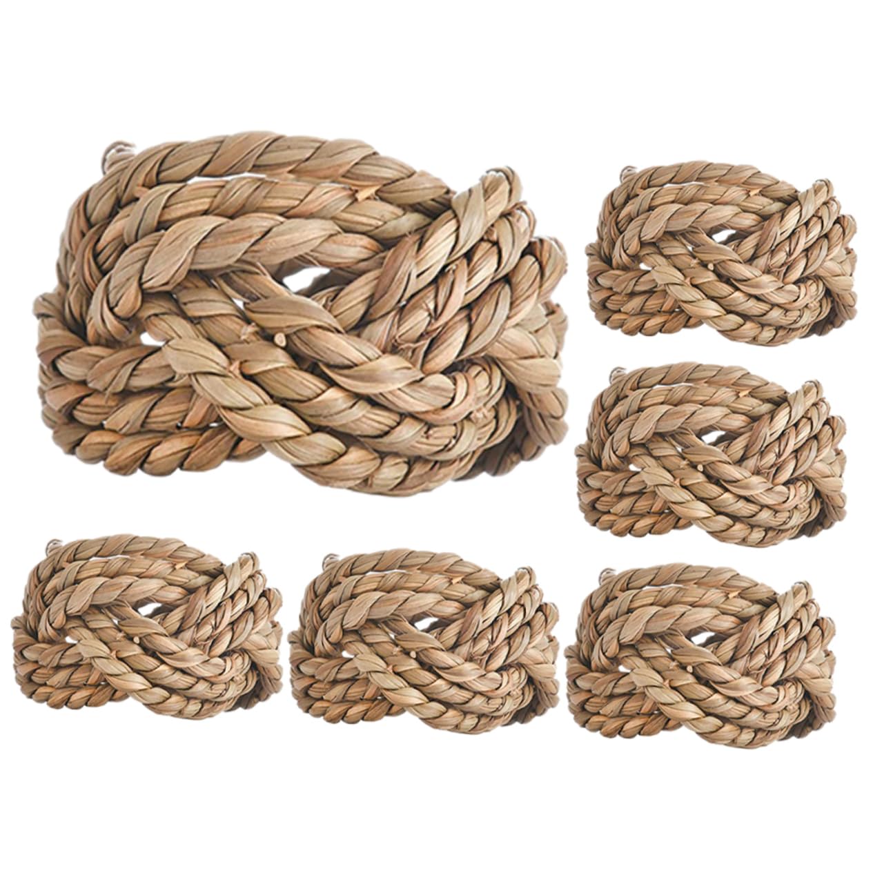 Ronds de Serviette de Table Tissés Main, Lot de 6, Paille