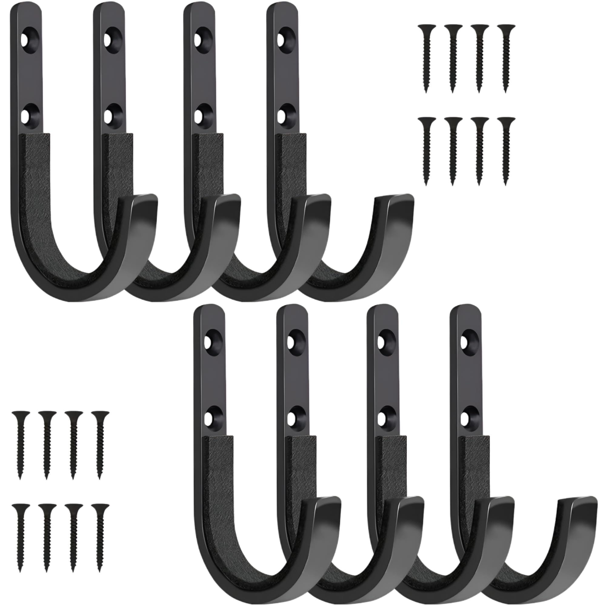 iTeporein Gun Rack Wall Mount, Horizontal Metal Hooks for Rifles, Shotguns, Bows, and Swords, Heavy Duty Steel Holder with Soft Padding (Black, 3 Pair)