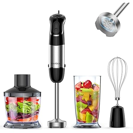 Amazon Vavsea ハンドミキサー ハンドブレンダー 1台5役 つぶす 混ぜる きざむ 泡立て器 砕く 電動 マルチブレンダー 飛び散り防止 最大800w 6重スピード調整 フードプロセッサー あわだてき 離乳食作り 調理器具 キッチン用品 結婚祝い プレゼント Vavsea