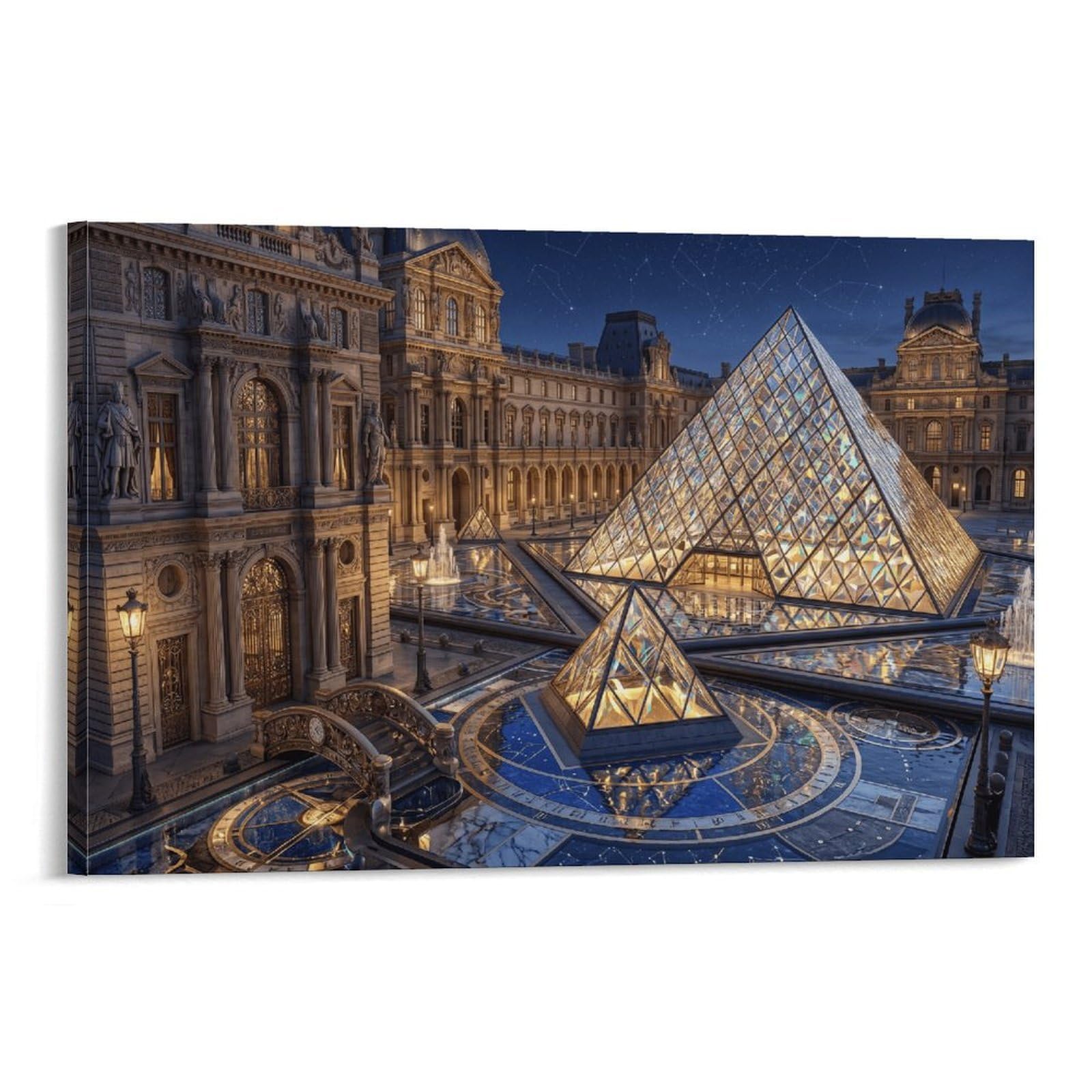 XPASHIQWC Louvre Glass Pyramid Paris Wall Decor Poster Giclee Canvas Prints Modern Wall Art Picture Wall Hanging for Bedroom Living Room Decor 24x36inch(60x90cm)