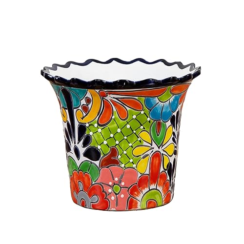 Nearly Natural 10-in x 12-in Handcrafted Mexican Talavera Ceramic Planter