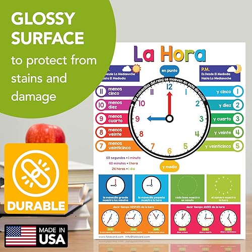 Miniatura 3 de La Hora - Carta española para niños de preescolar a grado  Decoración de póster educativo de aprendizaje visual para aulas y hogares  Cartulina