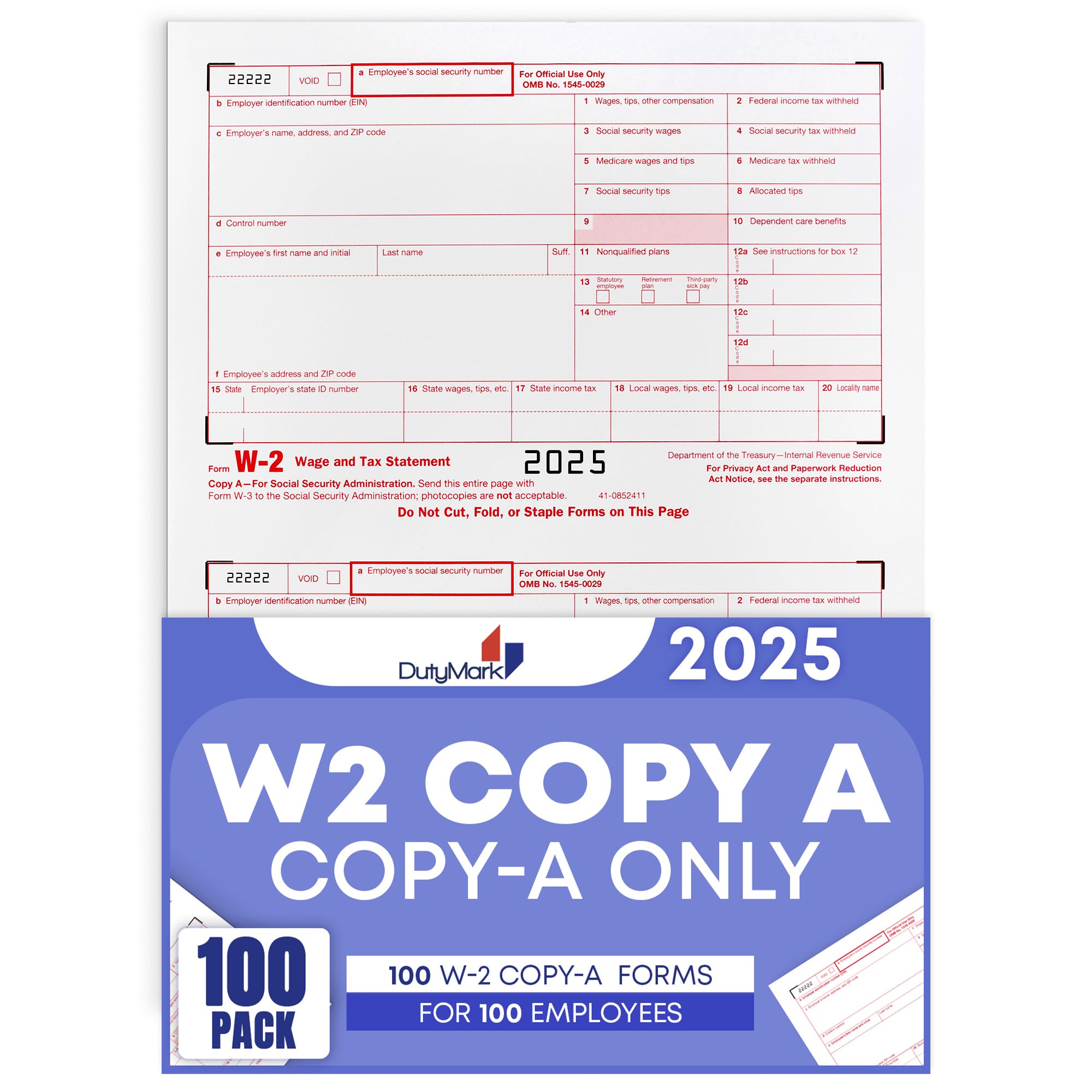 Amazon.com : W2 Forms 2025 Copy A 50 Sheets W-2 Federal Income