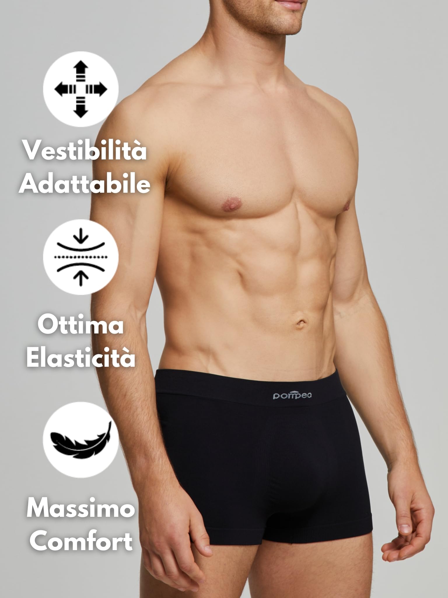POMPEA 3 Pezzi Boxer Uomo in Morbida Microfibra, Lavorazione a Costine, Mutande Uomo Elasticizzate