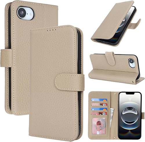 Vista 146 de Zouzt Funda para iPhone 11 de 6.1 pulgadas de piel auténtica con 4 ranuras para tarjetas, tarjetero con bloqueo RFID, tapa magnética, función atril