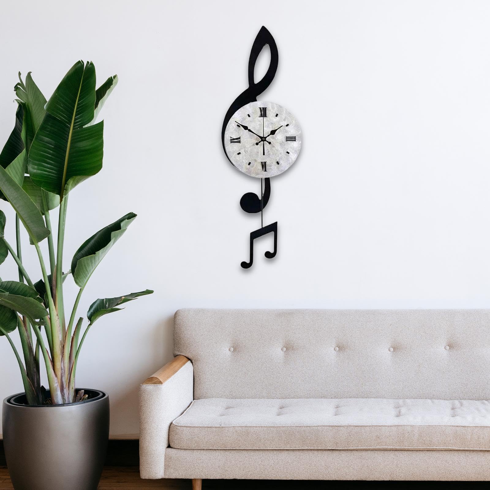predolo Reloj de Pared con Notas Musicales, Decorativo, con Péndulo, para Colgar, Ideal para Fiestas Escolares, Cafeterías Y Salas de Estar, L