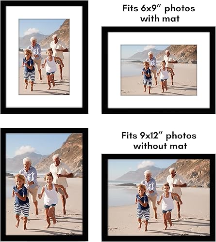 Vista 622 de Americanflat Portarretratos de 8 x 12 pulgadas con plexiglás pulido, juego de 2 portarretratos de 6 x 8 pulgadas con paspartú o para fotos de 8 x 12