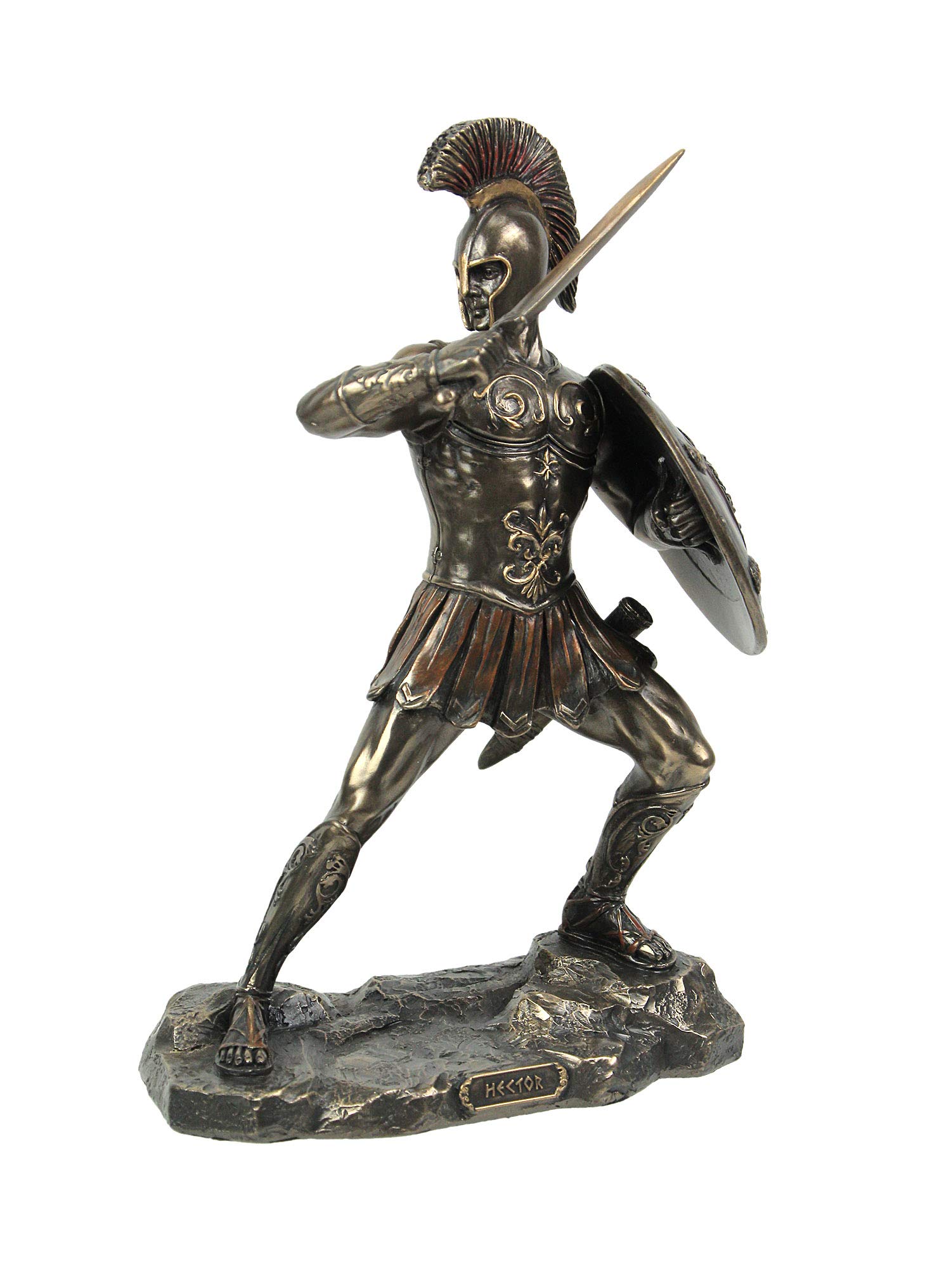Veronese Design Trojan Hero Warrior Hector of Troy Holding Spear and Shield Tabletop Statue