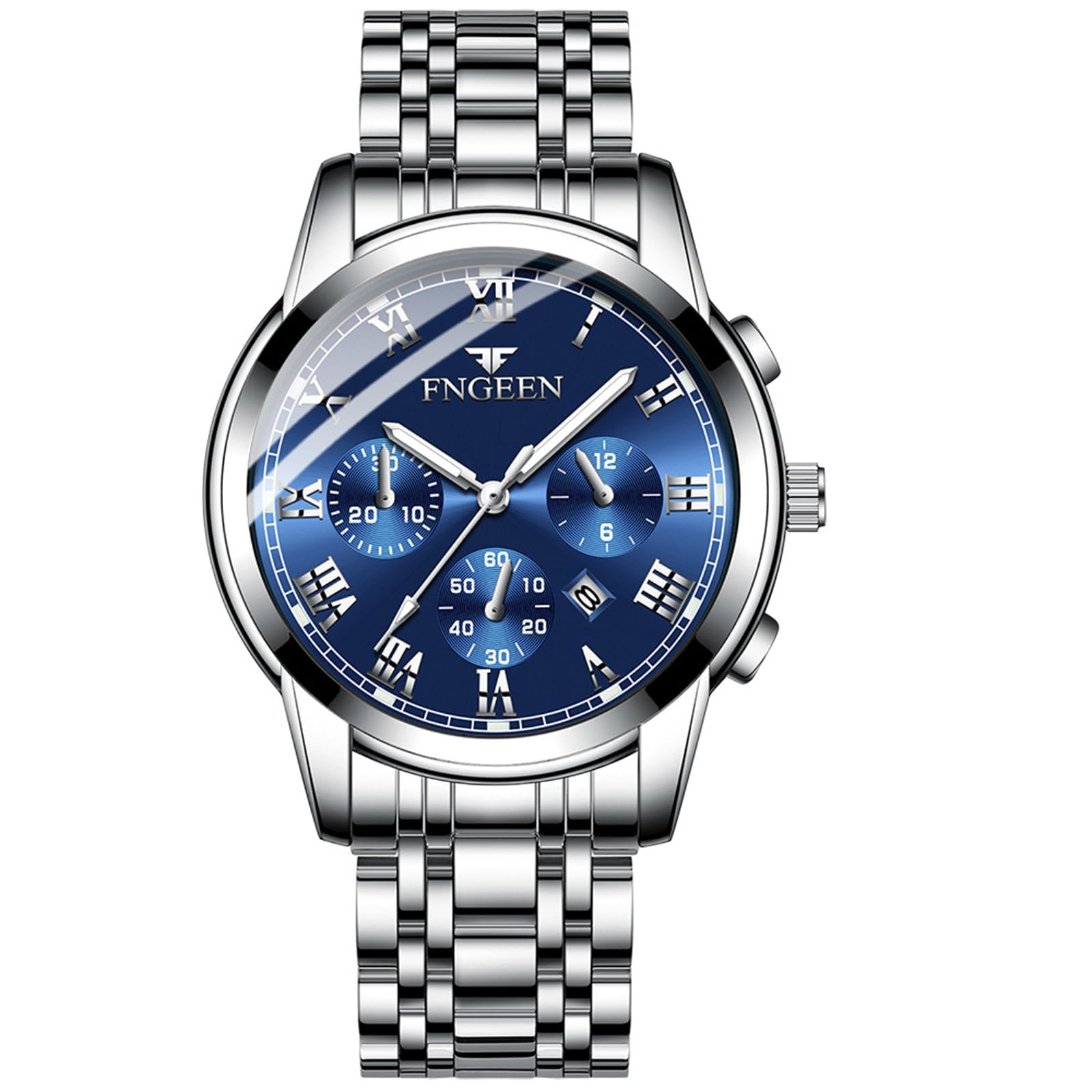 OIDEA Orologi Analogici Rotondo Coppie: Orologio al Quarzo Impermeabile per Uomo e Donna Cinturino in Acciaio Inox Rimovibile Calendario Luminoso - per Tempo Libero Business Regali
