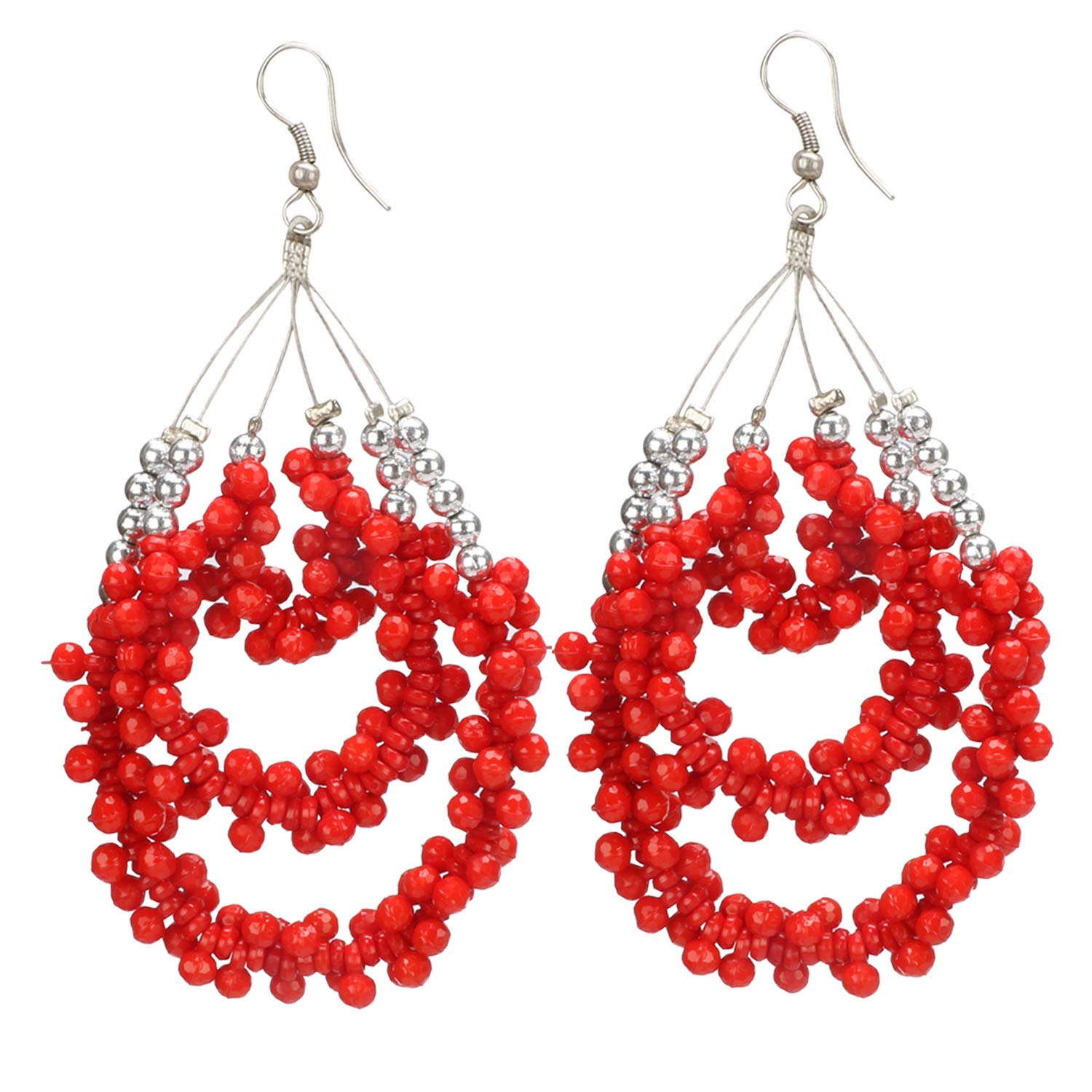 beads earring for women oval shape earrings for girls (Red) (B08R7MLGSC) Amazon Price History, Amazon Price Tracker