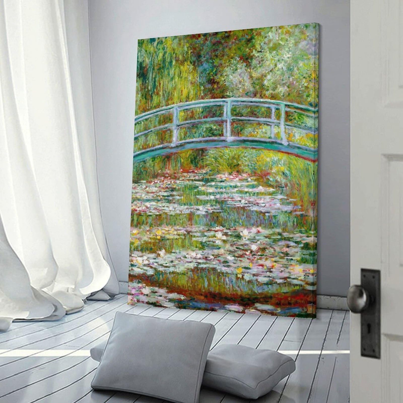 Junmoney Room Decor Wall Art Pond of Water Lilies, 24x36inch(60x90cm), for Entrance Spaces, Stair Walls Or Halls, Home Artwork for First Impressions