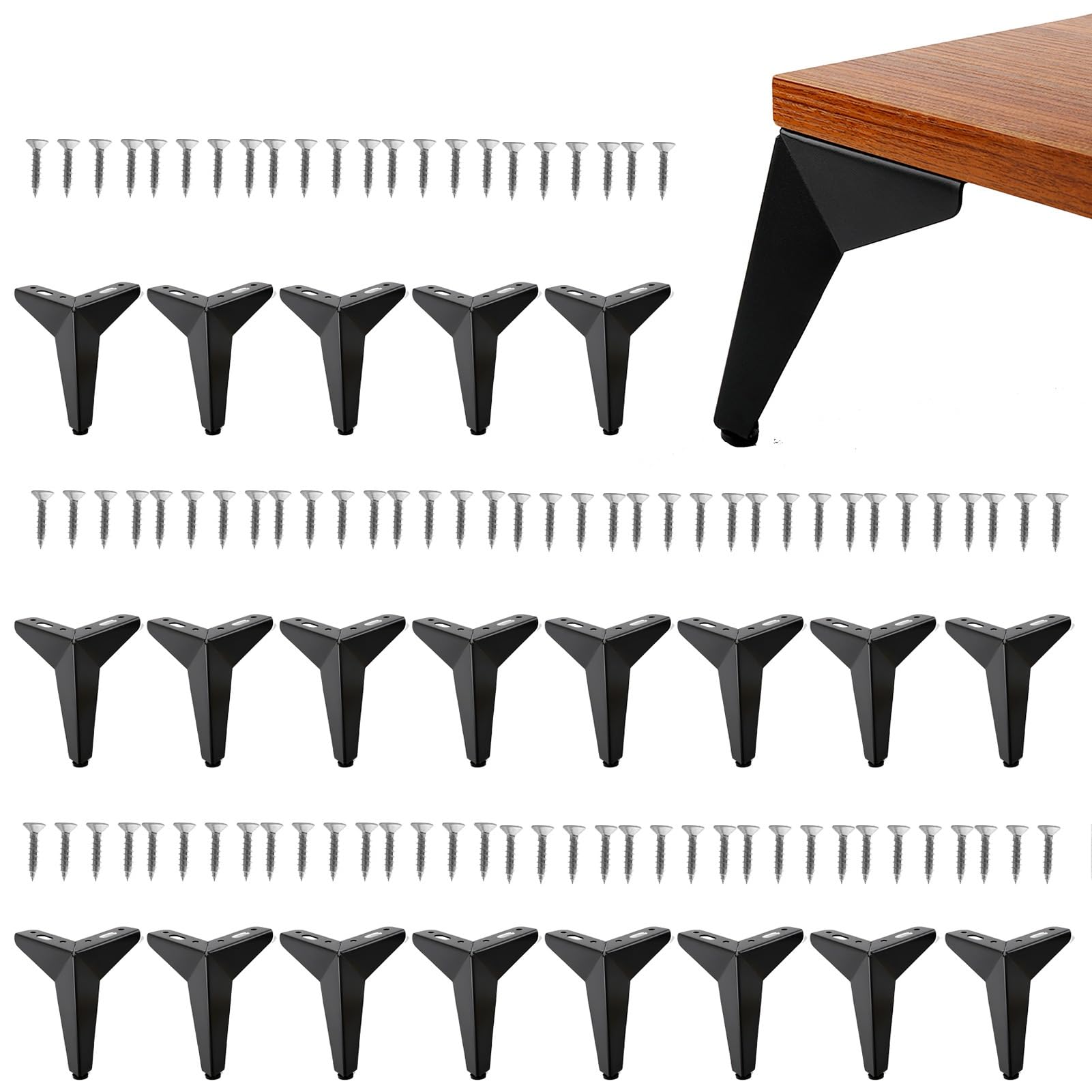 Pieds de meuble en métal noir triangulaires style moderne pour canapé et armoire