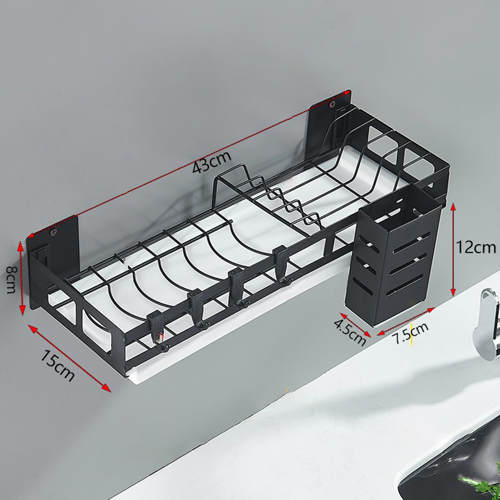 Égouttoir mural en acier inoxydable, installation sans perçage, organisateur peu encombrant pour bols et assiettes, solution parfaite au-dessus de l'évier pour le rangement de la cuisine