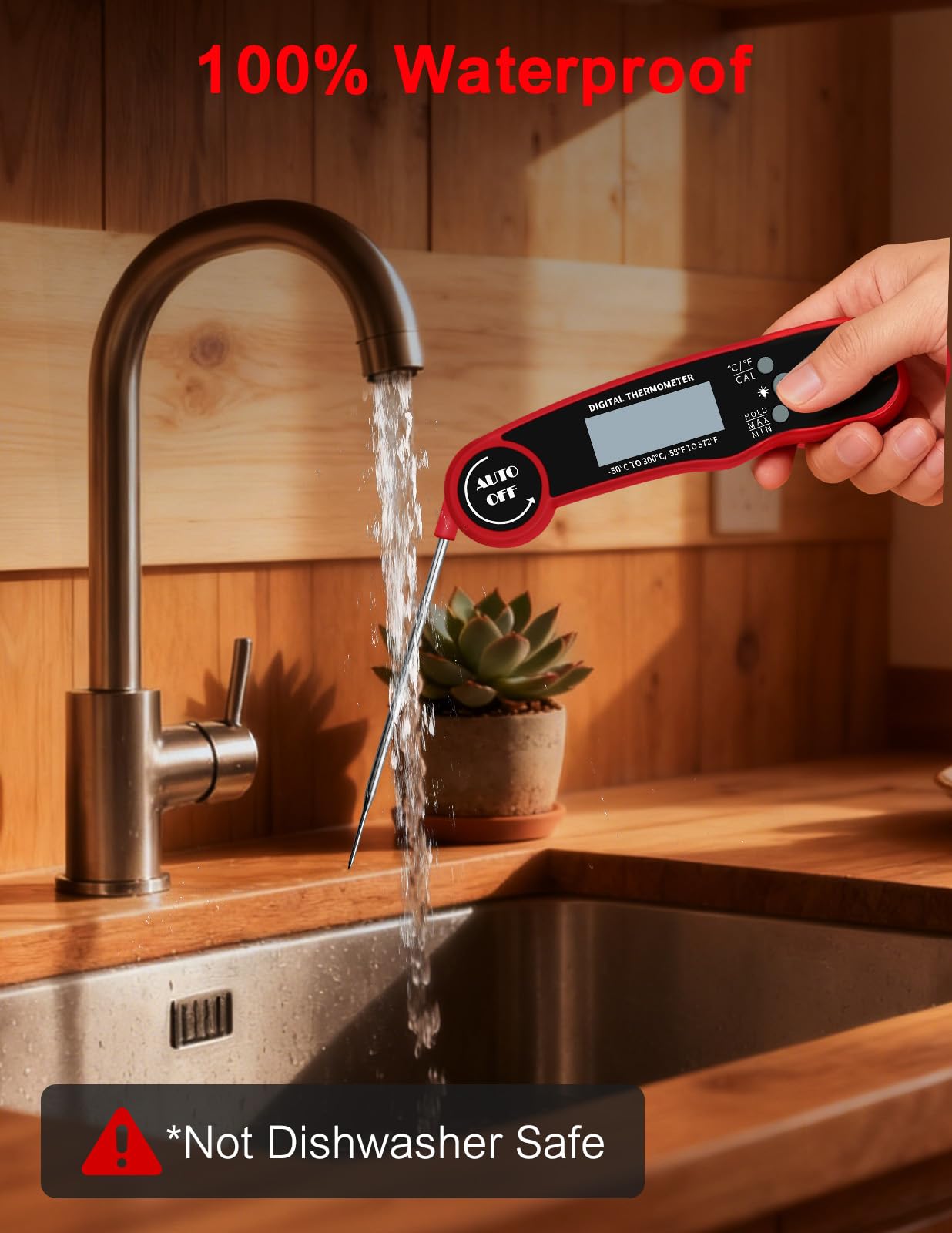 Fleischthermometer Digital, Sofort ablesbares Lebensmittelthermometer zum Kochen Grill BBQ Fritteuse, Wasserdicht & Hintergrundbeleuchtetes Display Digitales Fleischthermometer - Küchenhelfer