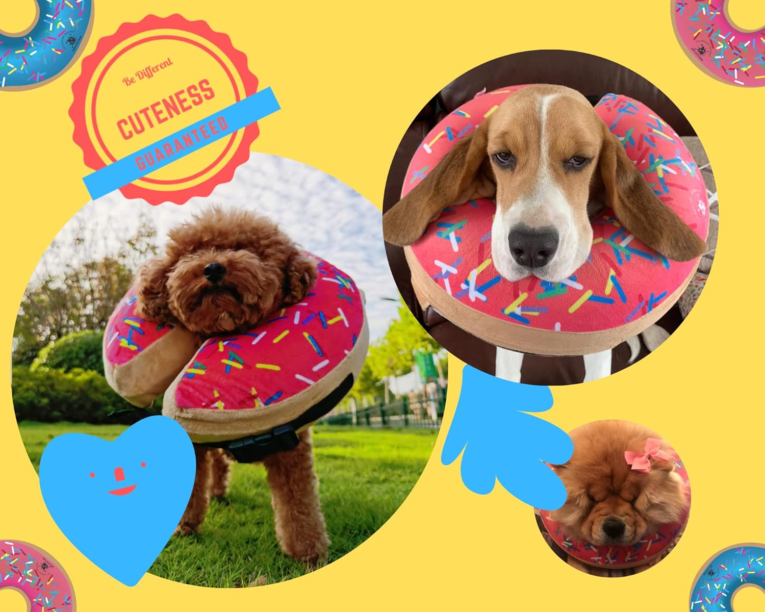 Dirty Little Paws Inflatable Dog Collar | Great Alternative to a Dog Cone | Comfy Recovery Collar for Large Dogs (Pink)