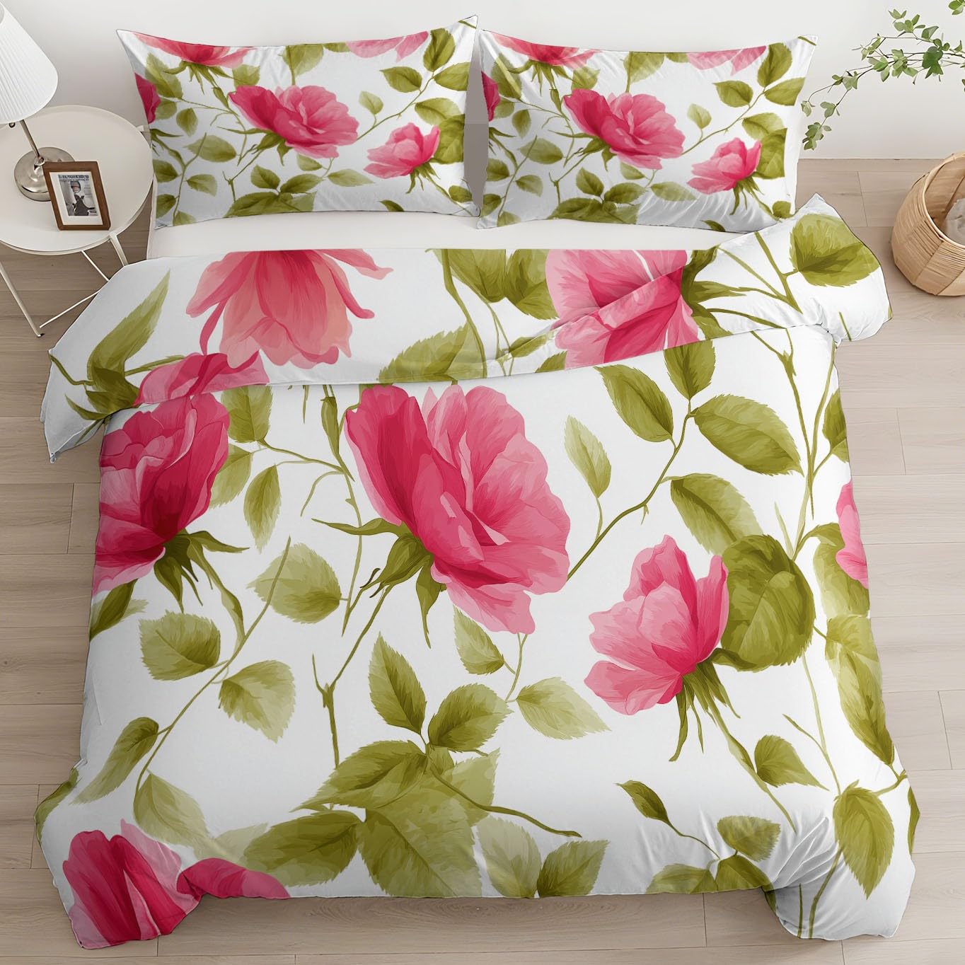Housse de couette roses 140x200 pour une chambre de fille au style romantique shabby chic