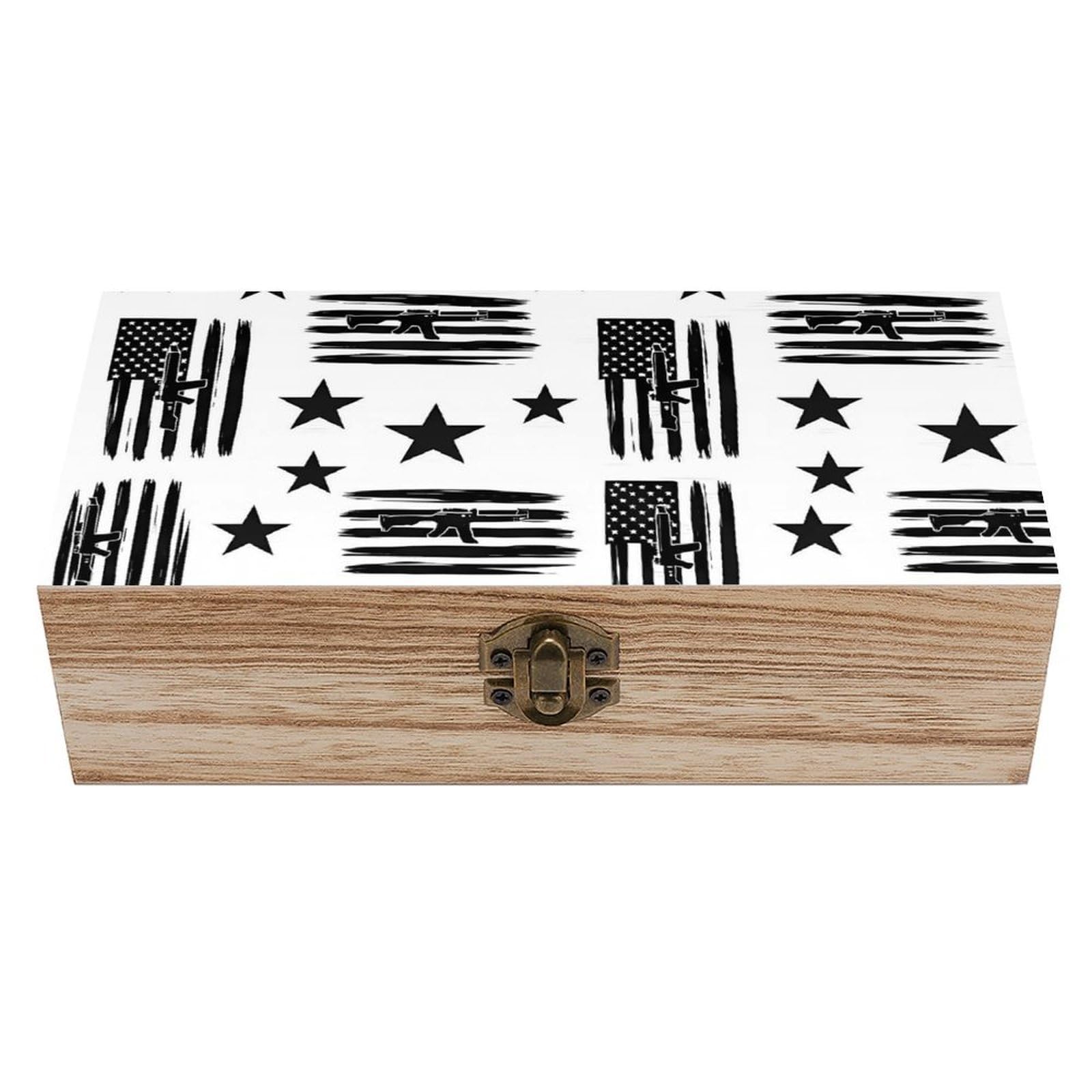 HLBSDM American Hunting Flag Wooden Storage Box