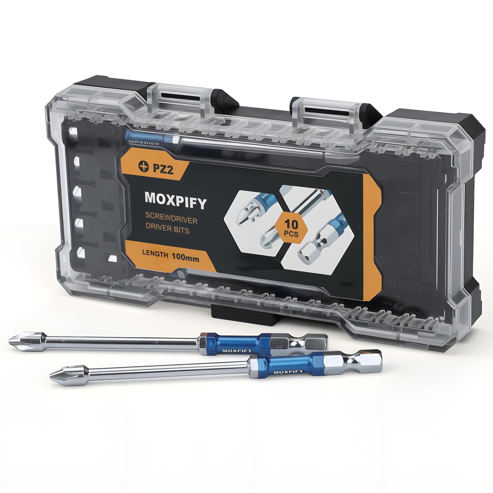 Moxpify 10Pcs Pz2 Impact Driver Bits, 100Mm Magnetic Screwdriver Bit Set Magnetic Drill Bits