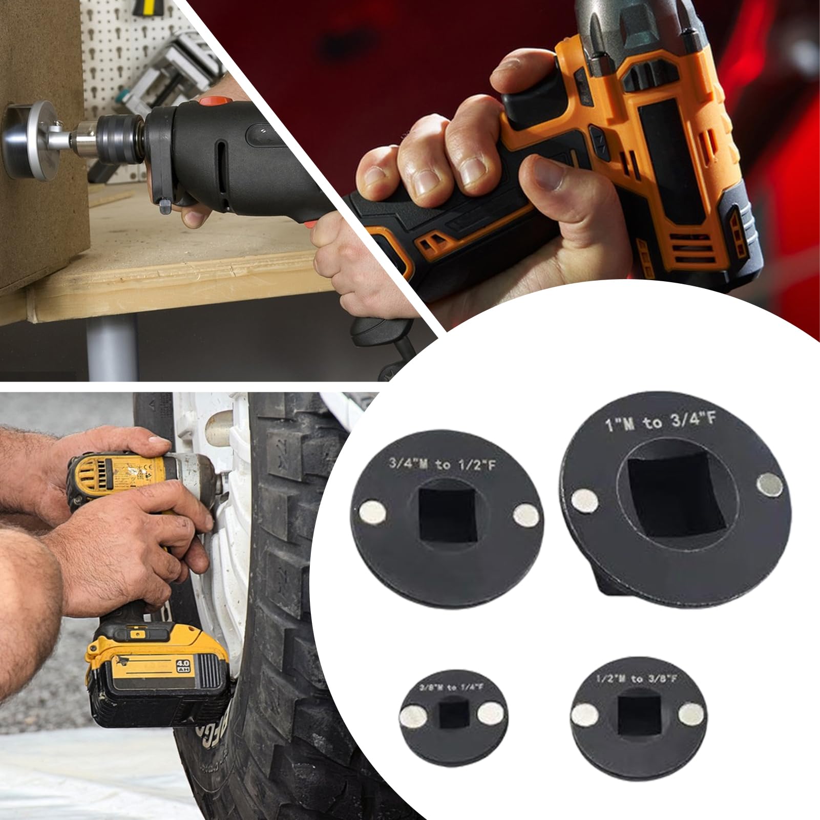 Juego De Adaptadores Para Casquillos De Perfil Bajo Adaptador De Casquillo | 4 Piezas Accesorio De Extensión Para Trinquete De Herramientas Para Espacios Reducidos En El Hogar Para Llave, Taladro,