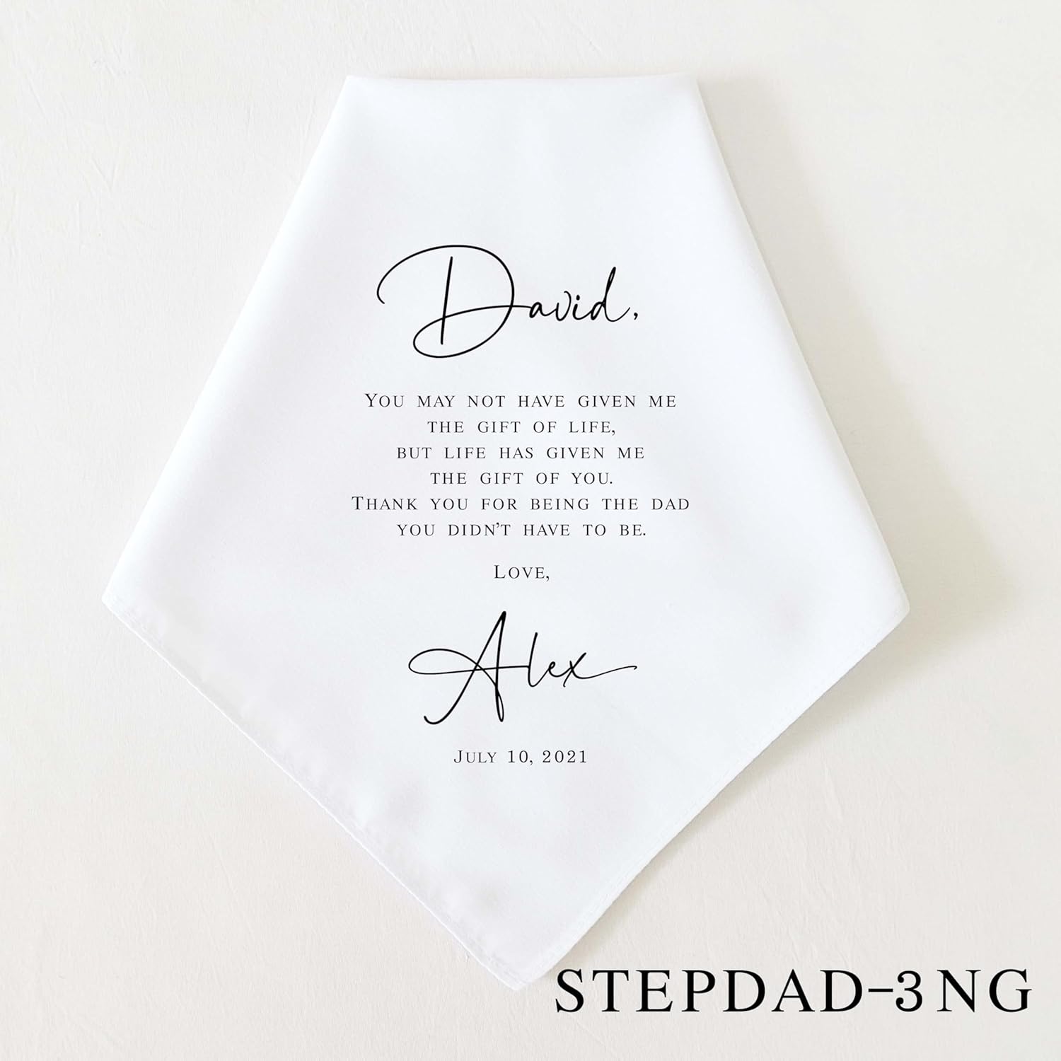 Stepdad Step Dad of the Bride or Groom Gift | Personalized Wedding Handkerchief | Stepfather Step Father of the Bride or Groom | Bonus Dad Wedding Gift - Image 4