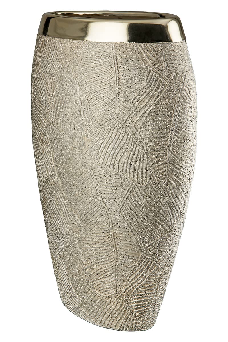 GILDE Keramik breite Vase Cascade Dekorative Vasen, Mehrfarbig, Einzigartig, Höhe 34 cm