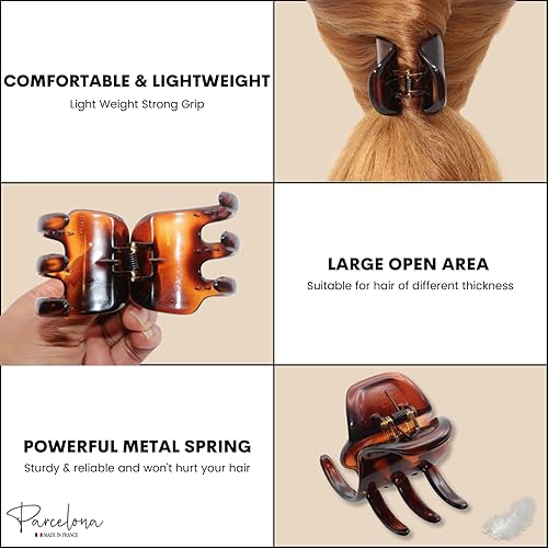 Miniatura 4 de Parcelona Pinzas para el cabello de celuloide de celuloide francés clásico grande de 2 pulgadas, pinzas de garra para el pelo de las mujeres, hechos
