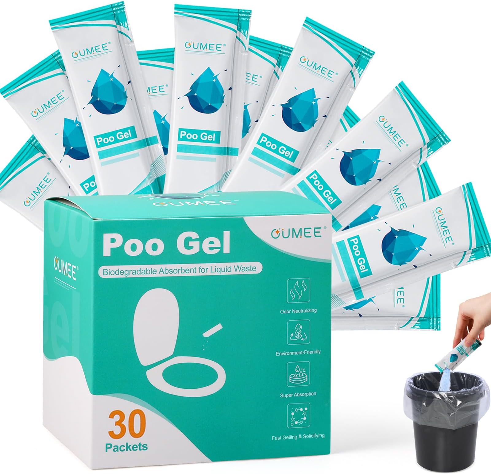 30 Packets Poo Gel for Portable Toilet, Camping Toilet
