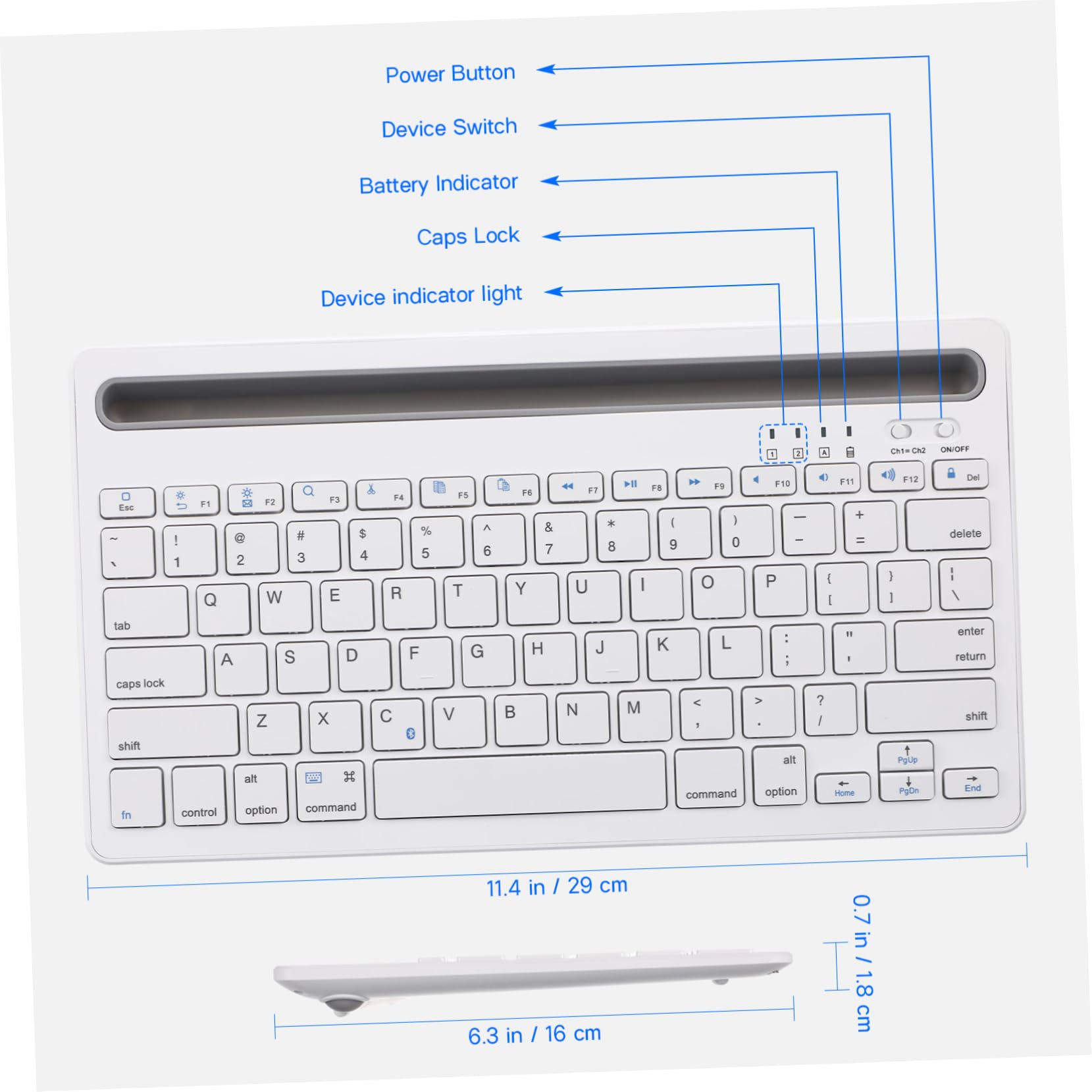 Tastiera Wireless Ricaricabile per Tablet e Smartphone Design Silenzioso e Materiali Abs e Ferro