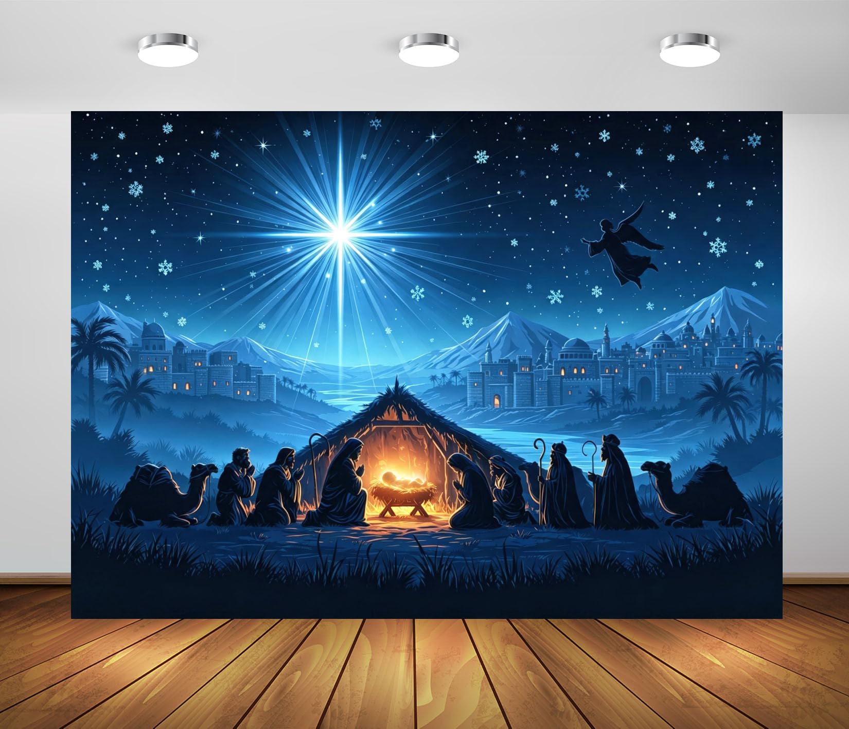 15x10FT (4.6x3m) Santa Notte Innevata Sfondo Fotografico