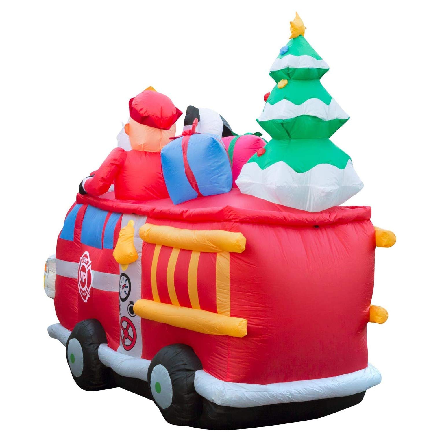 Holidayana 6.5 Ft Christmas Inflatable Fire Truck Santa