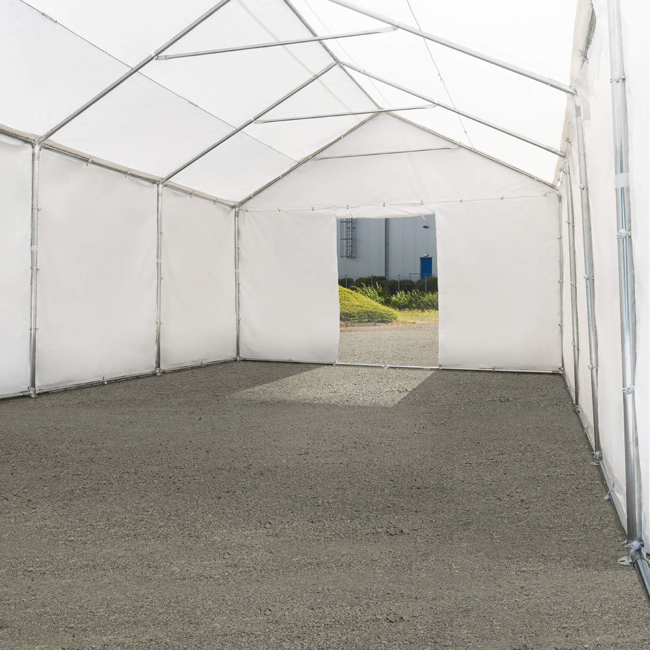 TOOLPORT Stabiles Lagerzelt Zelthalle 3x6 m PVC 800 N grau wasserdicht Unterstand mit Bodenrahmen
