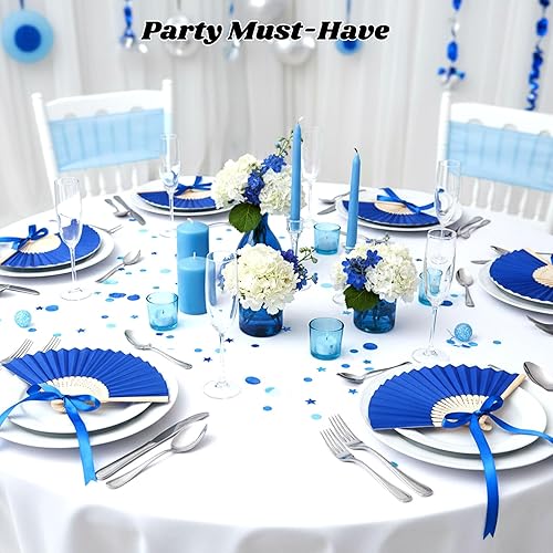 Miniatura 55 de JOHOUSE 12 abanicos de papel blanco de mano – Ventilador de mano plegable de 8.3 pulgadas, ventiladores plegables de mano para mujeres, ventilador