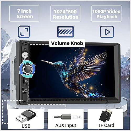 Miniatura 8 de UNITOPSCI Doble DIN Apple CarPlay Estéreo de coche con Android Auto Bluetooth 7 pulgadas pantalla táctil 2 DIN Car Radio Car Multimedia MP5