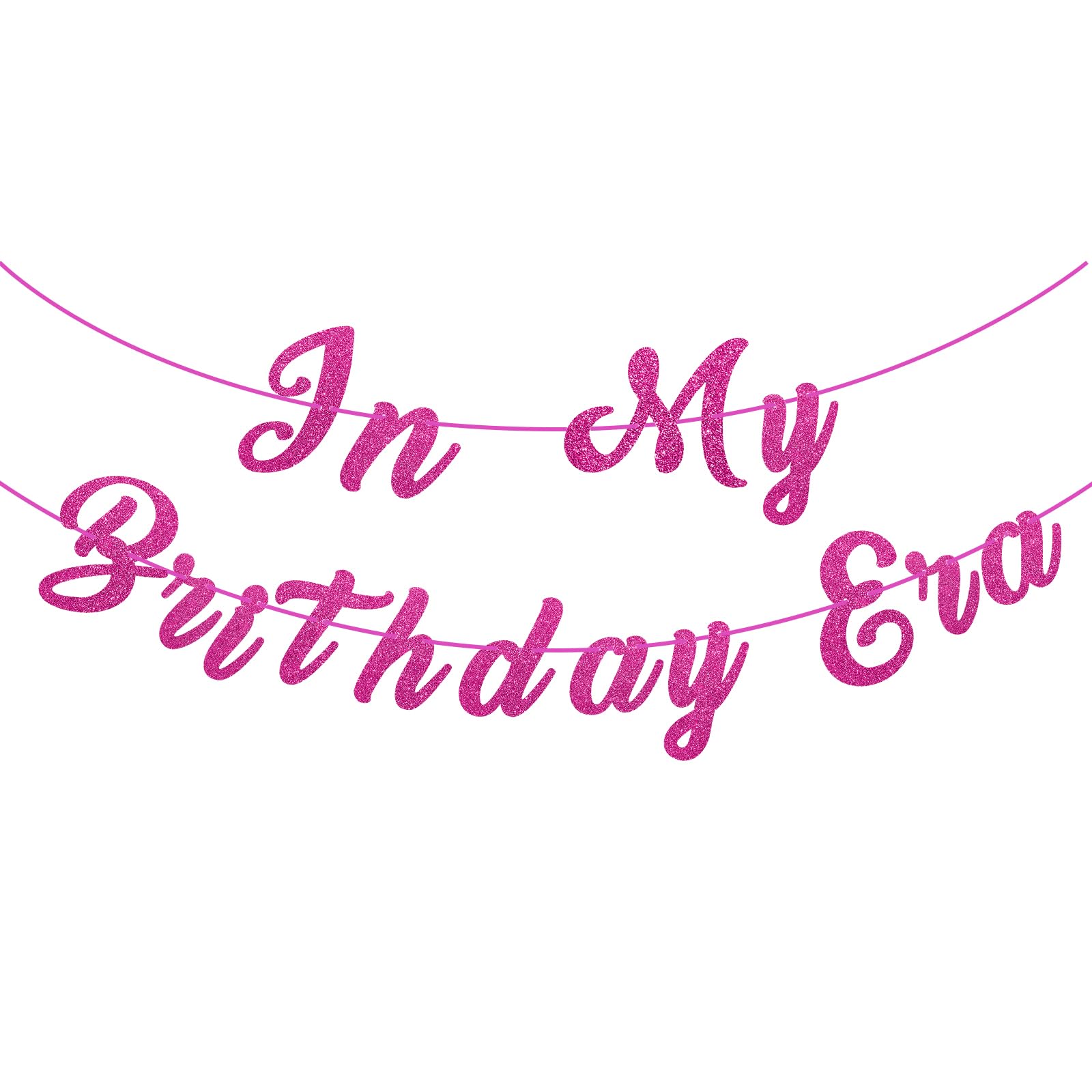 Lemicin In My Birthday Era Banner DIY Glitter Hot Pink Happy Birthday Banner Party Decorations Eras Sign for Women Girls Hot Pink 16 18th 21st 30th