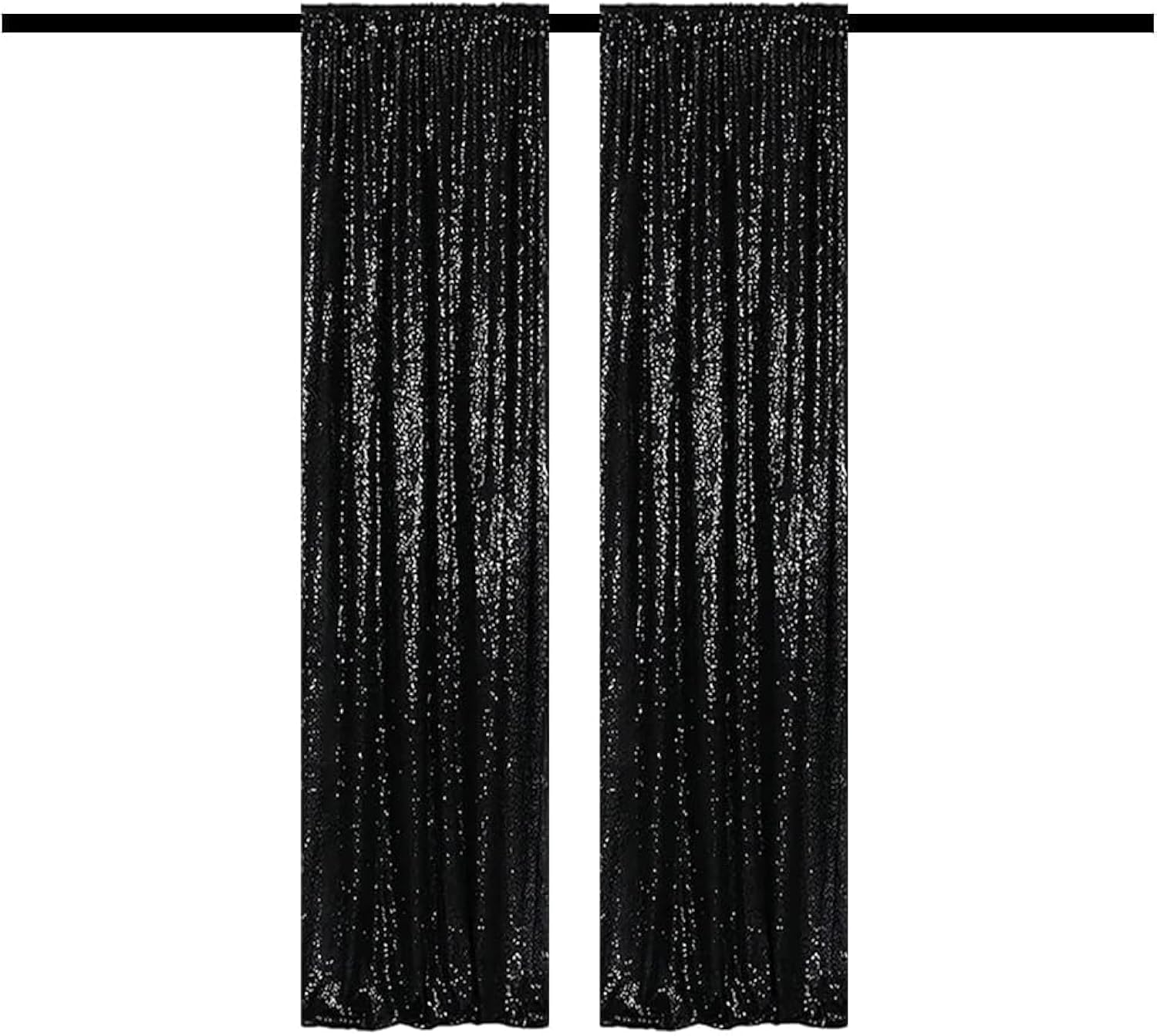 TCBESTO Black Sequin Backdrop Curtains Glitter Drapes 2FTx8FT 2 Panels for Wedding Birthday Party Decorations Bridal Baby Shower Party Supplies