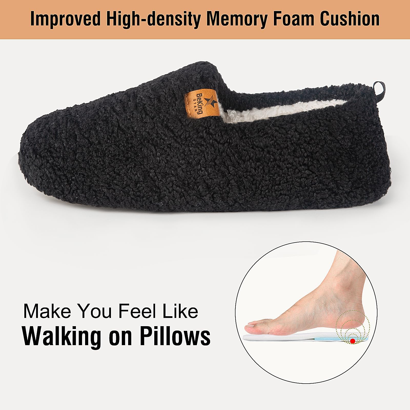 Women Cozy Faux Curly Fur House Memory foam Slippers Ladies Fuzzy Closed Back Indoor Bedroom Shoes