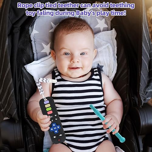 Miniatura 7 de Juguetes de dentición para bebés de 0-6, 6-12, 12-18 meses, palitos de dentición sin BPA y mordedor remoto para bebés, juguetes sensoriales para
