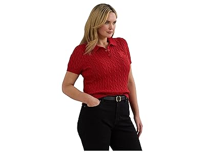 Lauren Ralph Lauren Plus Size Cable-Knit Cotton Polo Sweater Women