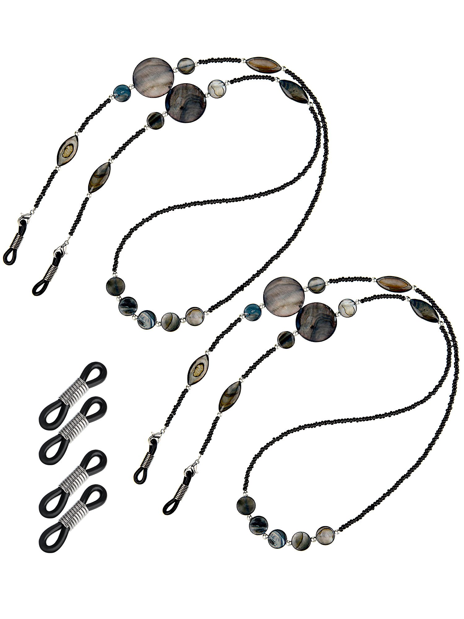 Chaîne de Lunettes Perlée Antidérapante Hicarer - 2 Pièces en Noir