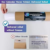 Vista 2 de Dry Erase Vertical Three Month Laminated jumbo Wall Calendar, 46 x 63, Huge quarterly Laminated Erasable White Board, Giant 90 day Family Whiteboard