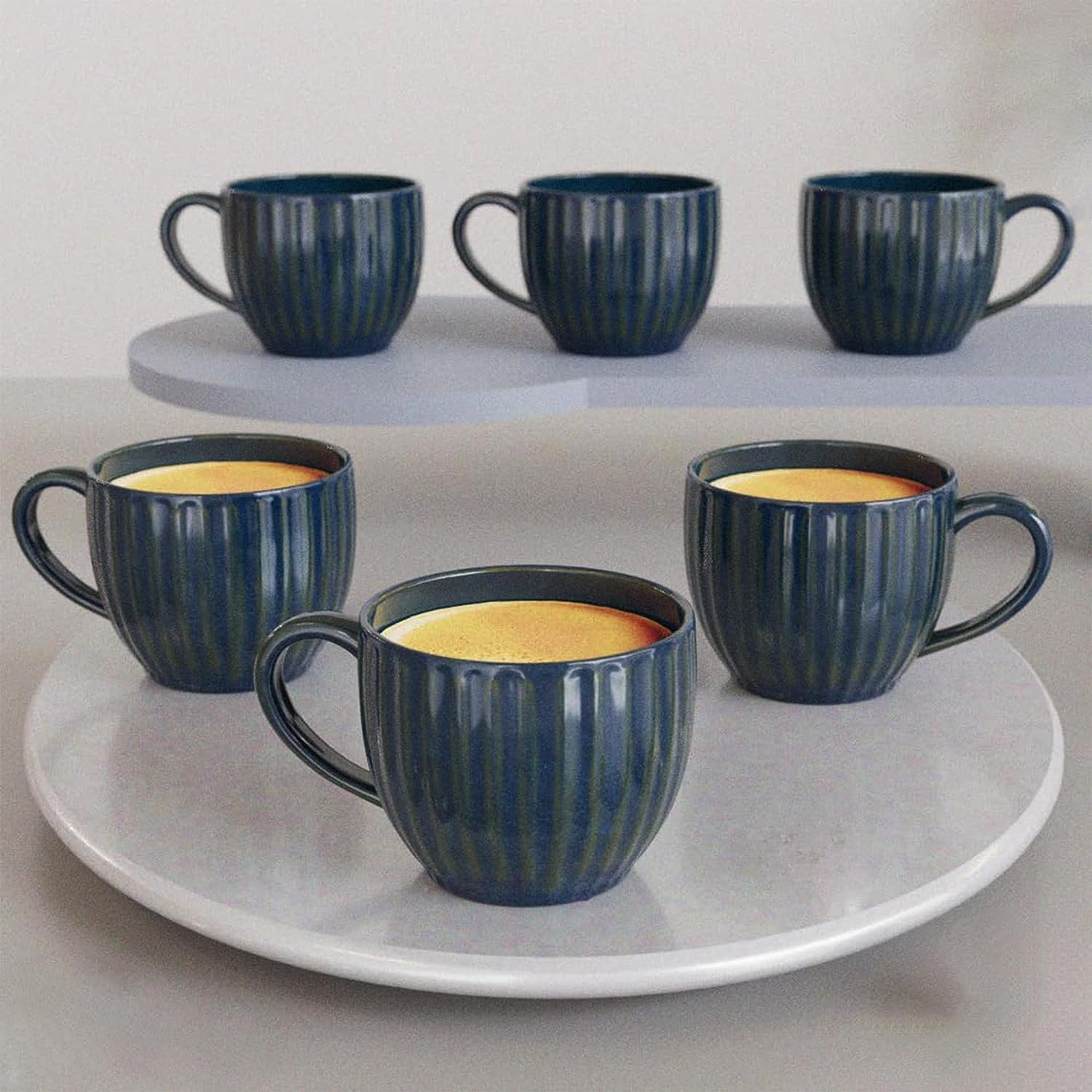 Buy Mugs india Glam Blue Handcrafted Microwave Safe Ceramic Chai/Tea Cups Small Tea Cups Set of