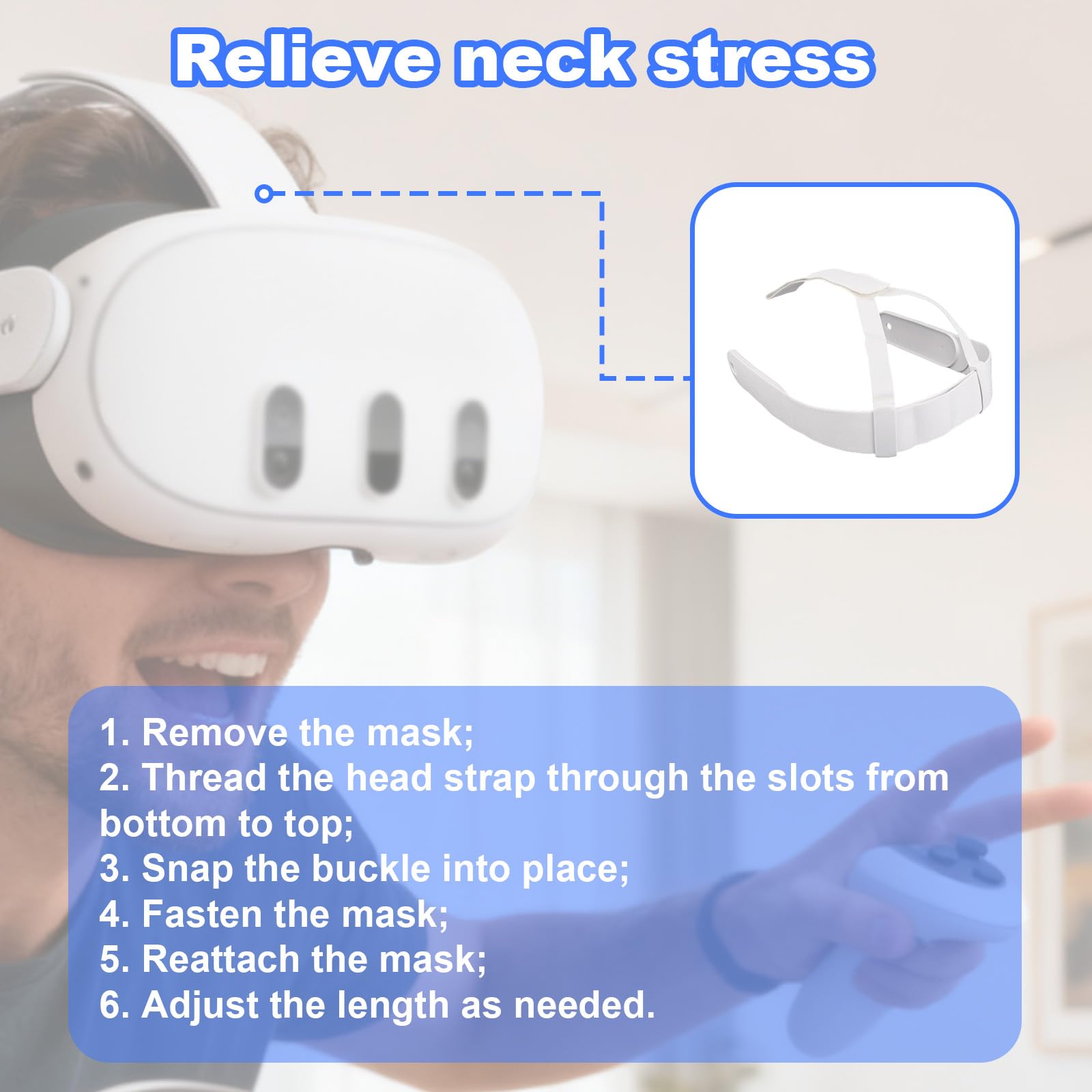 Correa Repuesto para la Cabeza para Oculus Meta Quest 3/3s, Ajustable Diadema de Mayor Comodidad for Accesorios de VR
