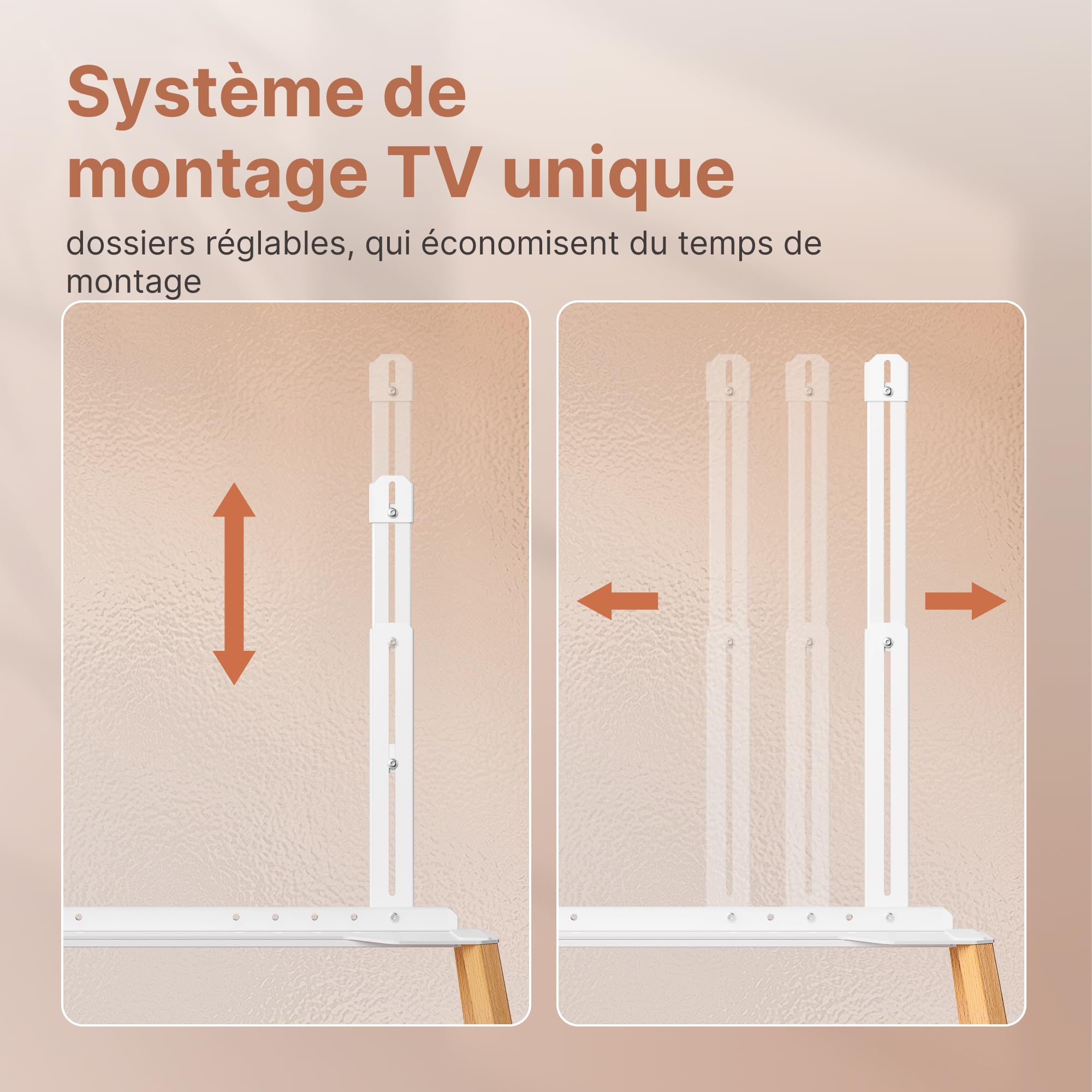 Support TV avec roulettes pour étagère Mobile de 49 à 75 Pouces | jusqu'à 40 kg, design Easel en métal et bois, idéal pour magasin, bureau, école et maison, Max VESA 600*400MM, Blanc