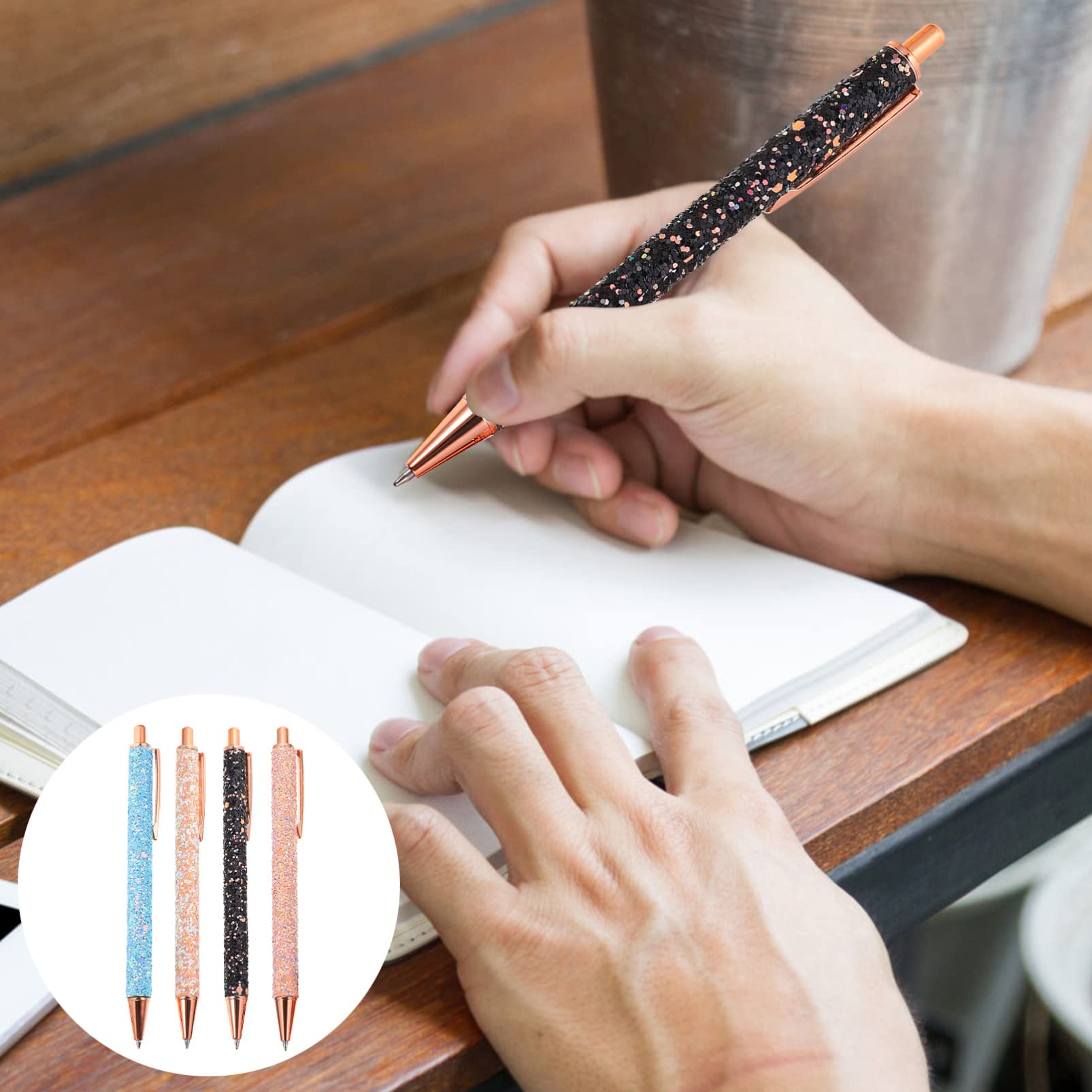 STOBOK 12pièces Stylo à Bille Métal Décoratif Stylo à Bille à Pression Pailleté Pour Étudiants Et Écriture Fluide Et Portable Pour Anniversaires Et Activités Scolaires