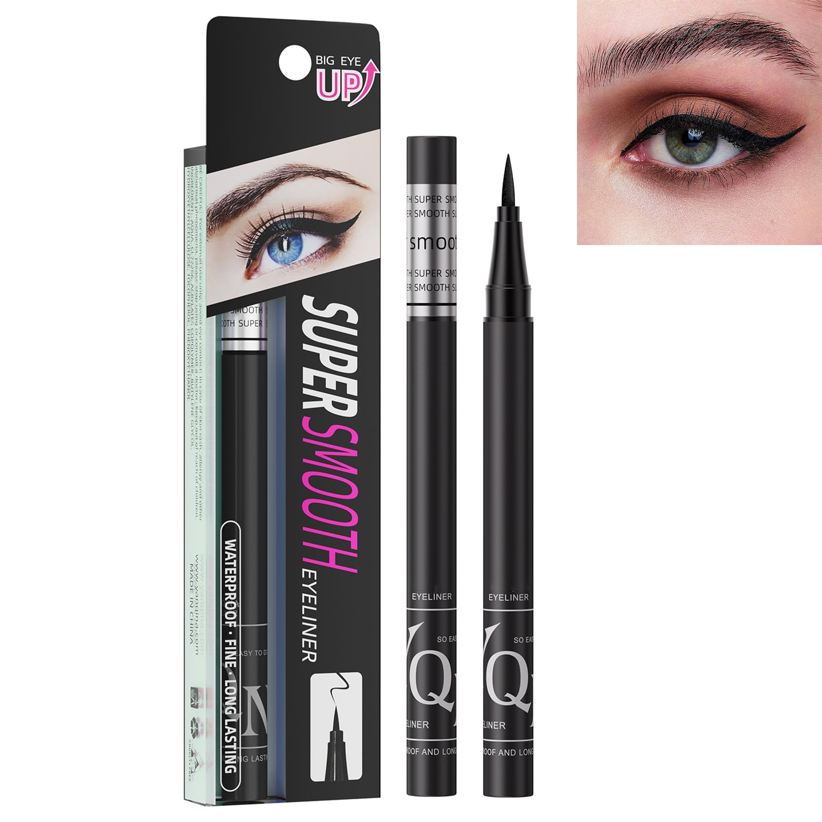 Delineadores HOUSN Pen Eyeliner Delineador Ojos Eyeliner Líquido Delineador de 24h Eyeliner Waterproof Eyeliner Negro Impermeable, duradero, de secado rápido y sin manchas